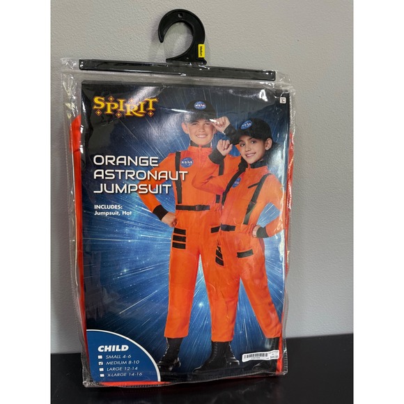 Spirit Halloween Orange Astronaut Jumpsuit Child Costume Medium 8-10 - Picture 1 of 4
